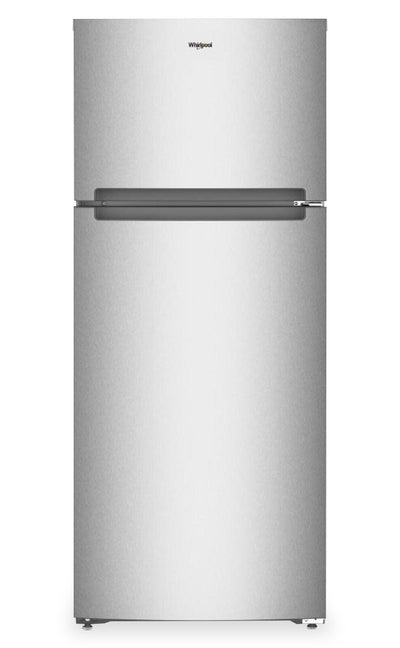 Whirlpool 28” 17.6 Cu. Ft. Top Freezer Refrigerator – Fingerprint Resistant Stainless - WRTX5118TZ | Réfrigérateur Whirlpool de 17,6 pi3 et de 28 po à congélateur supérieur - acier inoxydable résistant aux traces de doigts - WRTX5118TZ