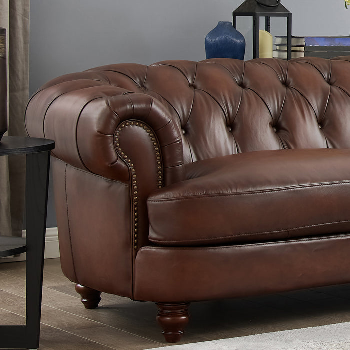 Hydeline Brixton Leather Loveseat - Brown