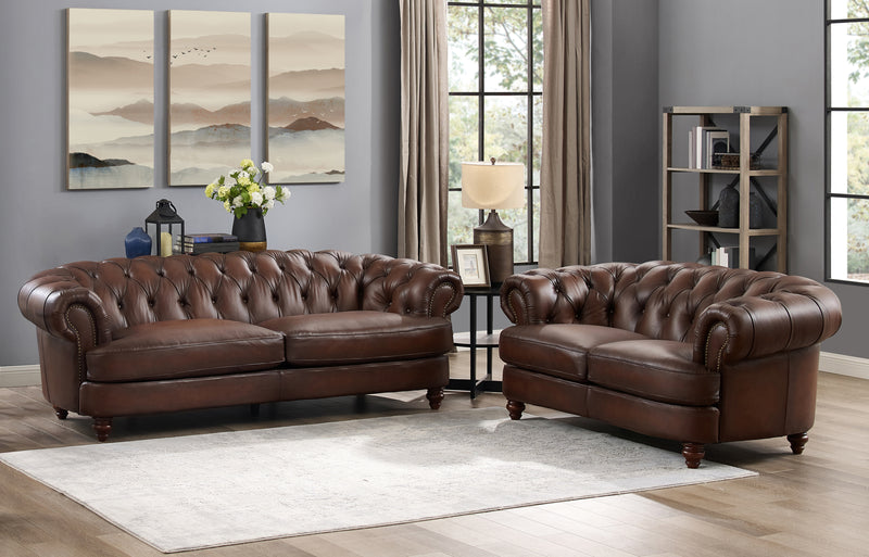 Hydeline Brixton Leather Loveseat - Brown