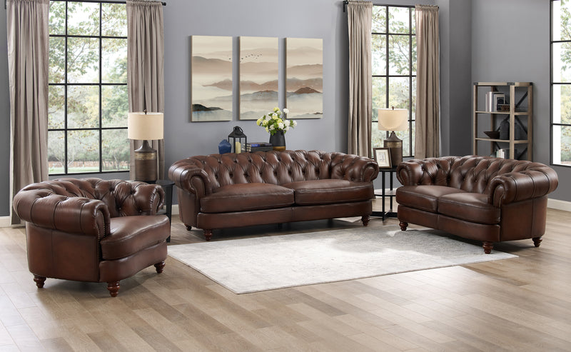 Hydeline Brixton Leather Loveseat - Brown