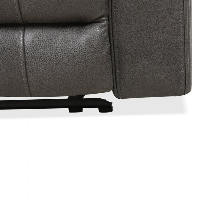 Marlow 37 in. Leather Match Power Glider Recliner with USB/USB-C - Charcoal