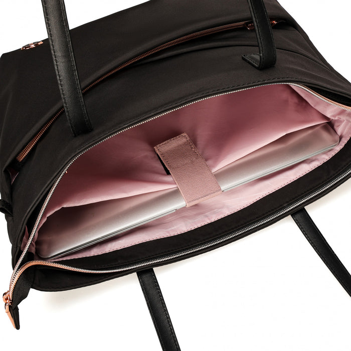 Swissdigital KATY Rose Tote Bag – 16\" Laptop, USB Charging, LED Light, RFID Protection, Water-Repellent, Multi-Pockets