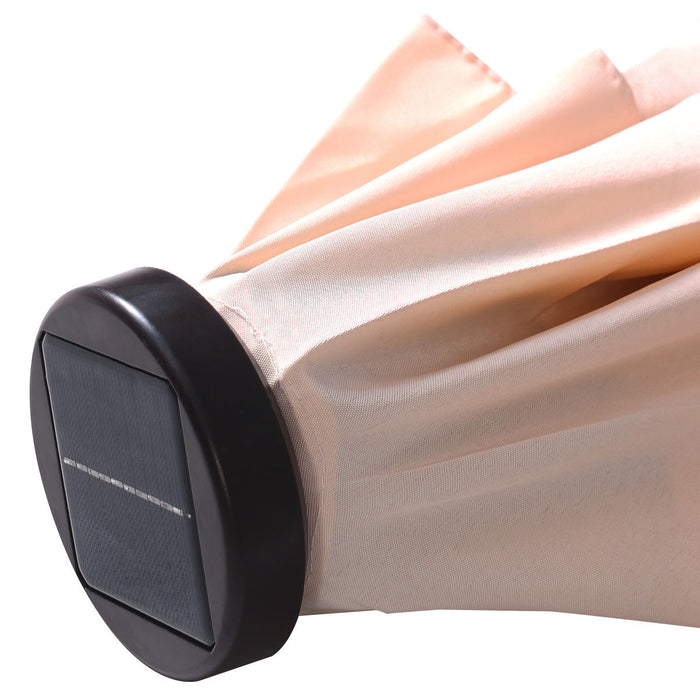Costway 10ft Patio Solar Umbrella LED Patio Market Steel Tilt w/ Crank Outdoor Beige