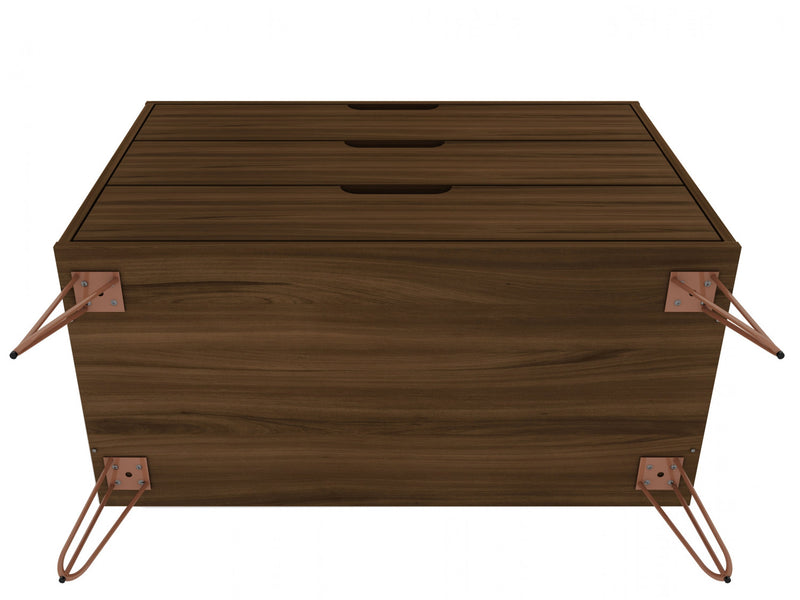 Rockefeller Mid-Century Modern 35\" Dresser in Chestnut Brown (3-Drawer) - Set of 2