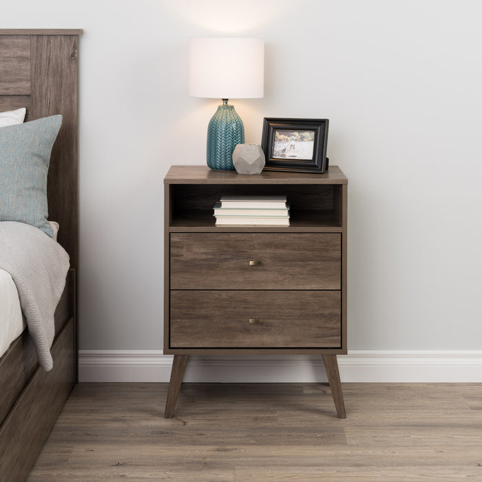 Milo 2-Drawer Tall Nightstand - Drifted Grey