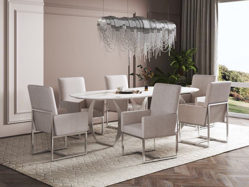 Element Modern Velvet Metal Dining Chair in Champagne - Set of 2