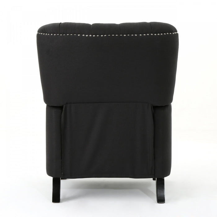 Lily Linen-look Fabric Push Back Recliner Chair With Rivet Accents,antique Dark Grey Accent Chair