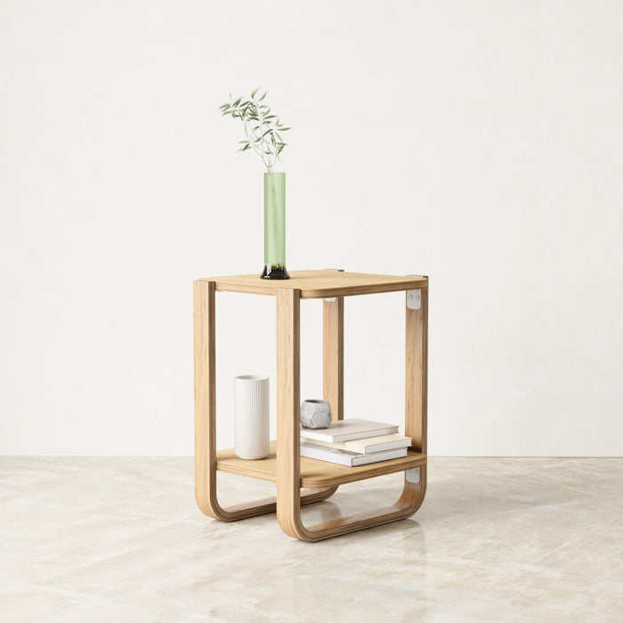 Umbra Modern Solid Wood Bellwood Chairside End Table with Shelf - Natural