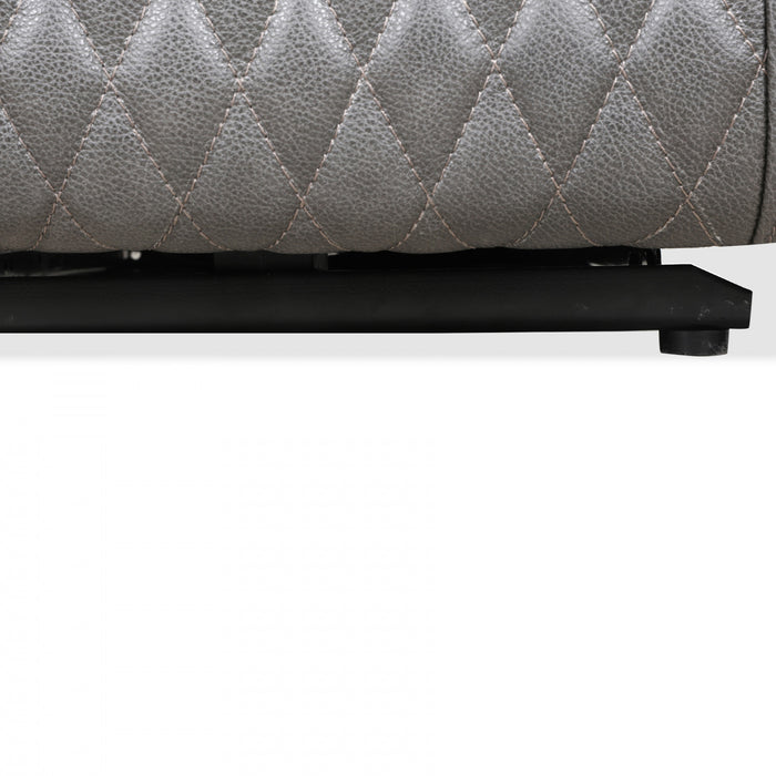 Kingsley 58 in. Leather Match Power Reclining Loveseat with Armrest Storage and USB - Charcoal