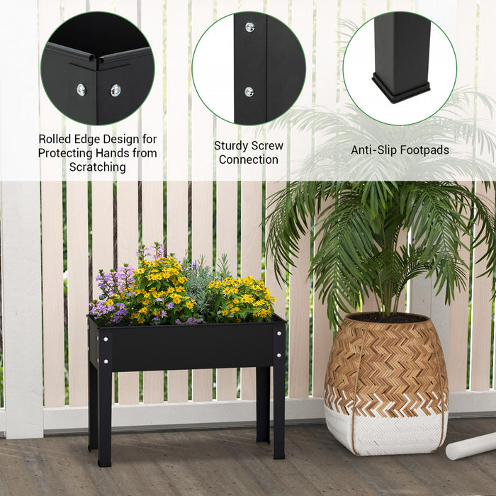 Costway 24\" Raised Garden Bed With Legs Metal Elevated Planter Box Drainage Hole Backyard