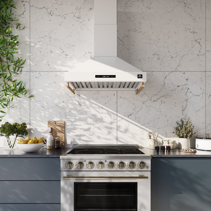 Forno Venezia 36 Inch Wall-Mounted Range Hood, White-FRHWM5503-36WHT