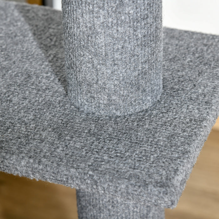 Pawhut 100\" Floor To Ceiling Cat Tree W/ 3 Perches Activity Center For Kittens Cat Tower Furniture, Grey