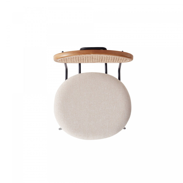 Jardin Industry Chic Cane Back Upholstered Dining Chair in Oatmeal and Natural - Set of 4