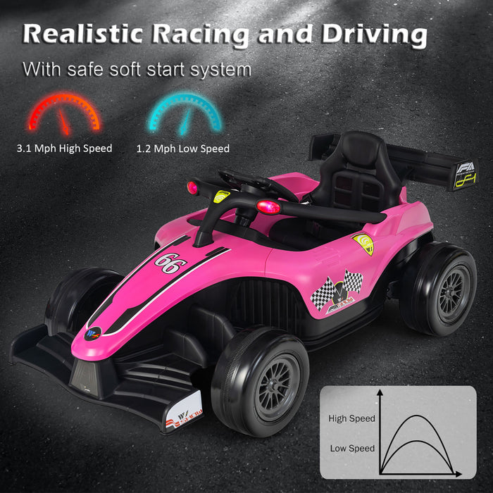 Costway 12v Kids Ride On Car Electric Racing Truck Remote Control W/ Mp3 & Lights Pink