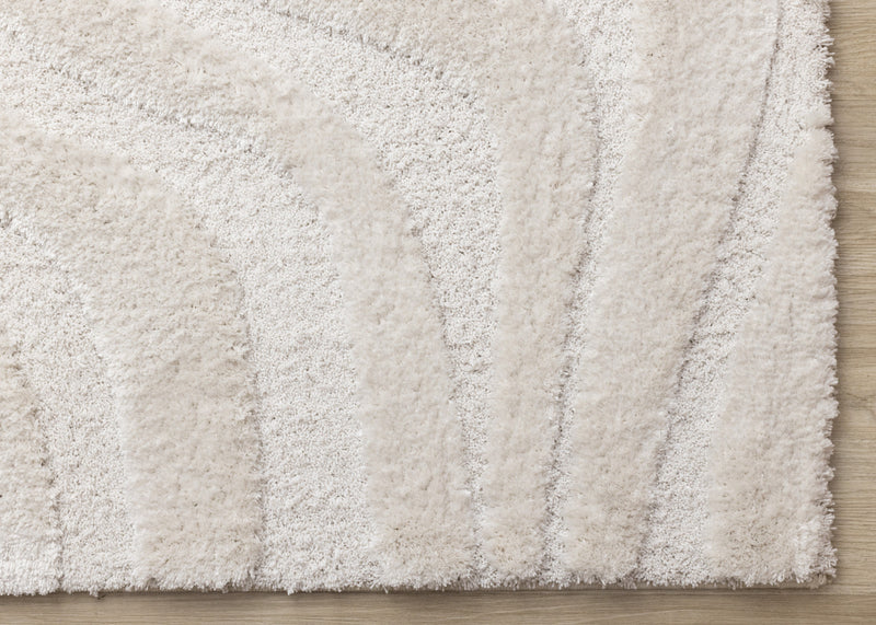 Lincoln Modern Luxurious Plush White Curves Area Rug - 5'3\" x 7'7\"