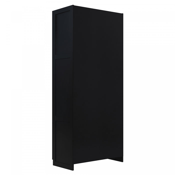 Hopkins Modern 30\" Storage Cabinet in Black (7-Shelf) - Set of 2 Armoire