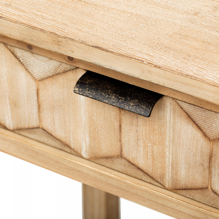 Oliver 60'' Fir Veneer Entryway Table with Honeycomb Design and Drawers, Natural Sofa Table