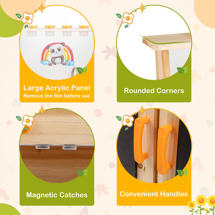 Costway Mud Kitchen For Kids With Planting Pots Stovetops Removable Sink Acrylic Panel