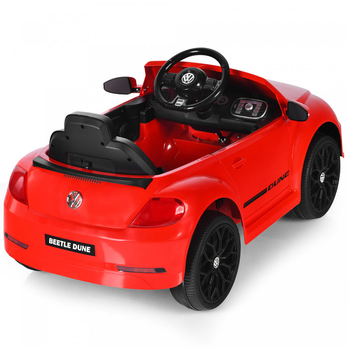 Costway 12v Kids Ride On Car Licensed Volkswagen Beetle W/ Remote Control & Music Red