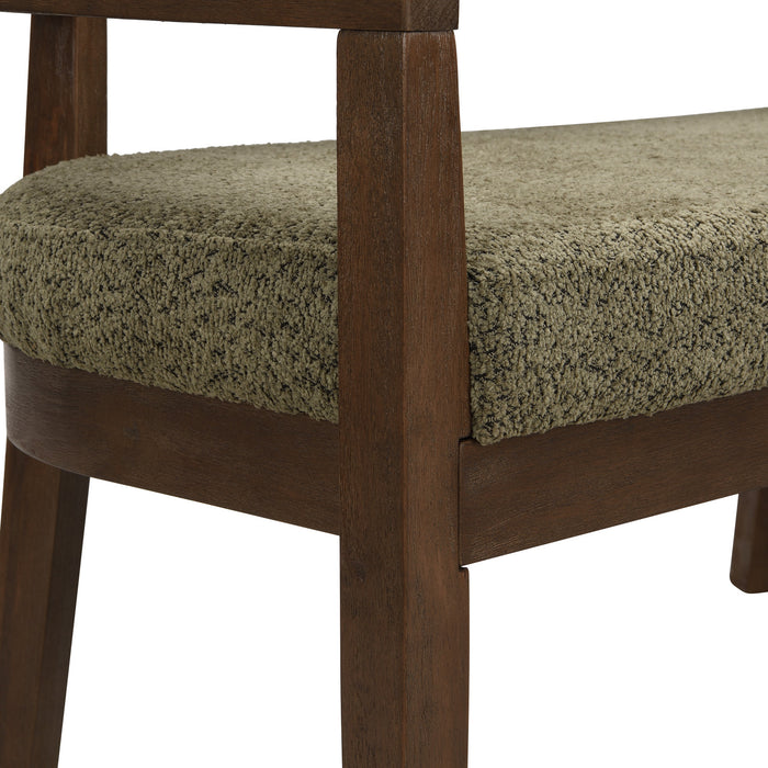 Rattan 47.5 Inch Rattan Upholstered Loveseat with Hand-Woven Backrest, Green, Walnut