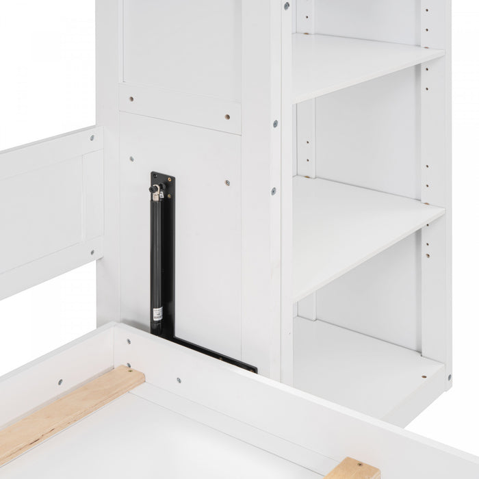Jocelyn Space-saving Full Murphy Bed With Shelves - White
