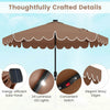Costway 9.3 FT Solar Patio Umbrella Outdoor Market Sunshade with 24 LED Lights Ruffles Brown