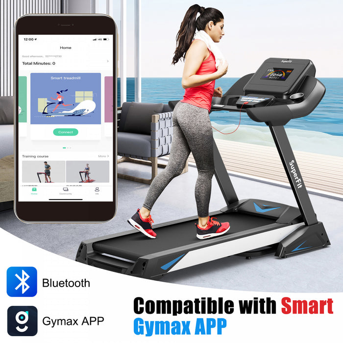 Superfit 4.75hp Electric Folding Treadmill W/app Auto Incline Preset Programs Speakers