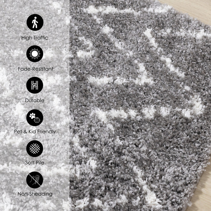 Taylor Grey Cream Rustic Diamond Rug, 7'10\" x 10'6\" Indoor Area Rug