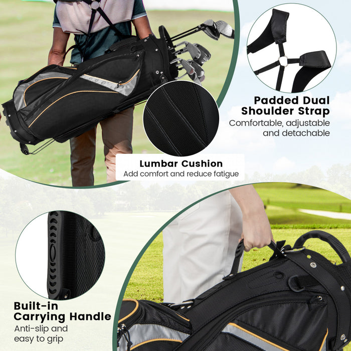 Costway 9\" Golf Stand Bag Club 8 Way Divider Carry Organizer Pockets Storage Black New