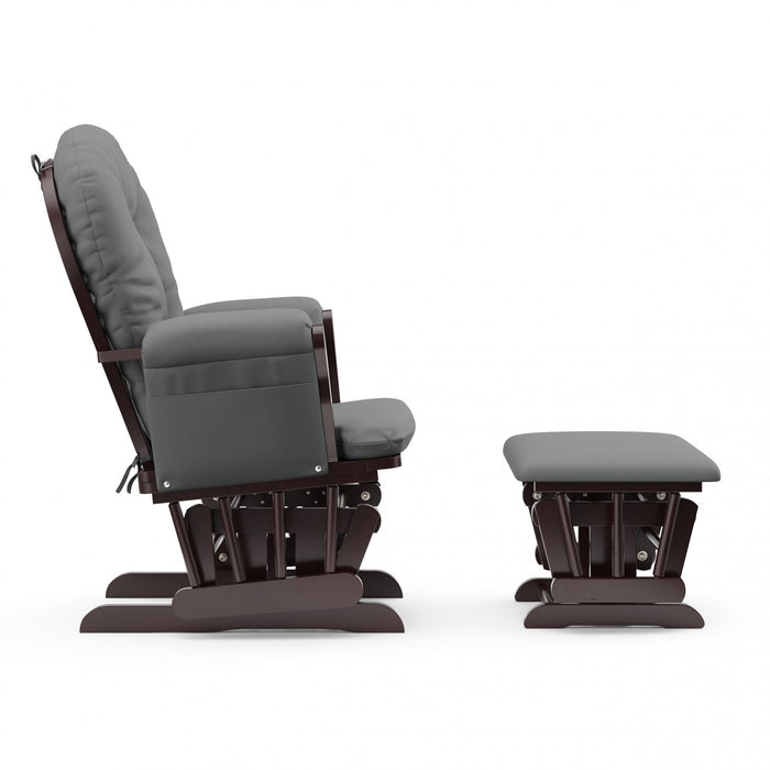 Storkcraft Hoop Glider and Ottoman - Espresso/Gray