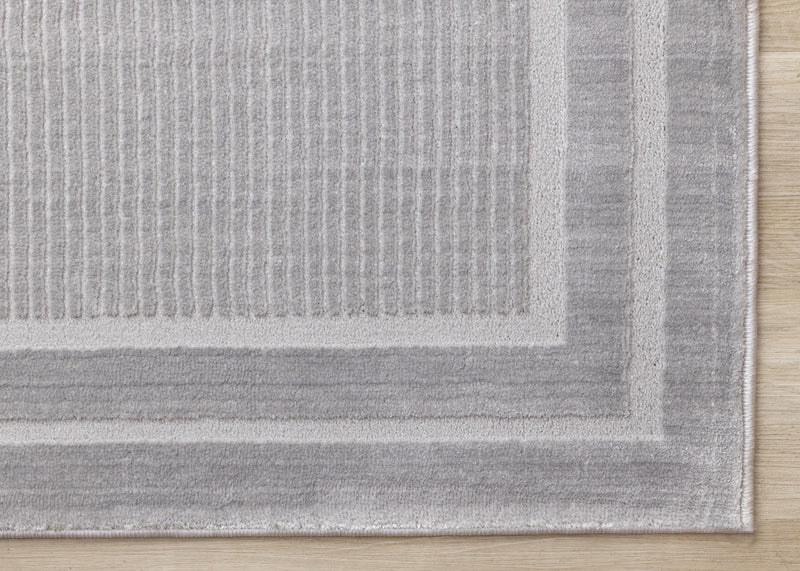 Ellie High-Low Textured Soft Polyester Grey Border Area Rug - 5'3\" x 7'7\"