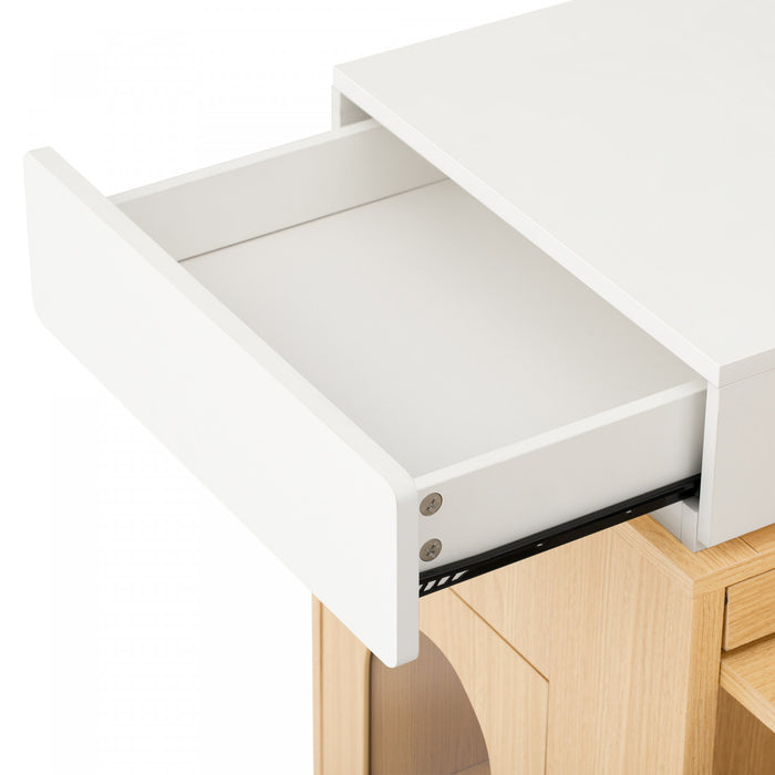 Logan Extendable Dining Table with Folding Top and Storage Drawers,Natural