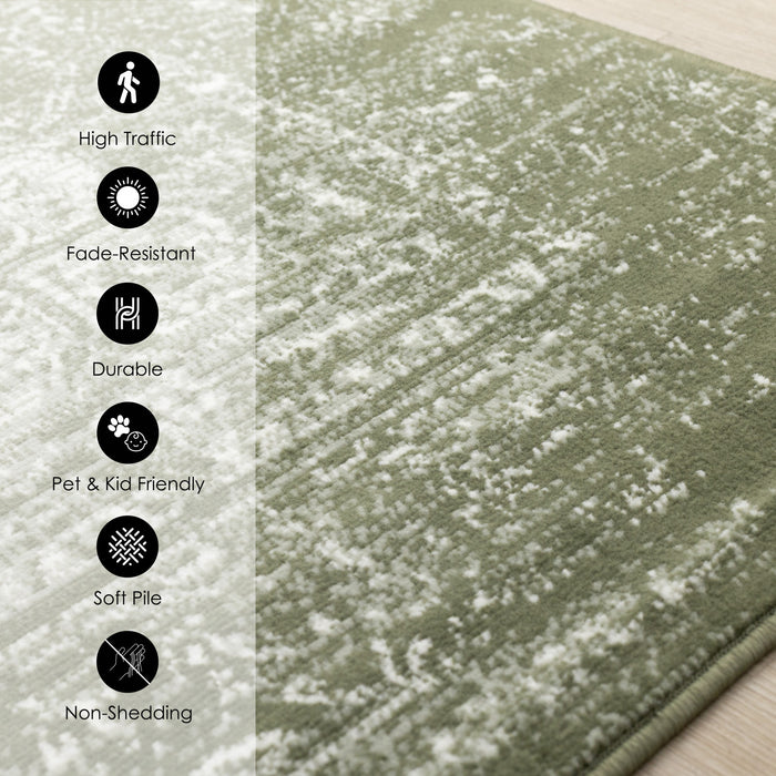 Florence Green White Elegant Classic Rug, 5'3\" x 7'4\" Indoor Area Rug