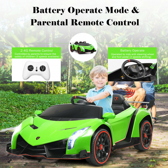 Costway 12v 2-seater Licensed Lamborghini Kids Ride On Car W/ RC & Swing Function Green