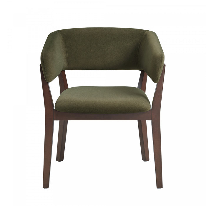 Blake Modern Wood Faux Mohair Armchair in Green