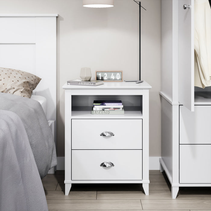 Yaletown 2-Drawer Tall Nightstand - White