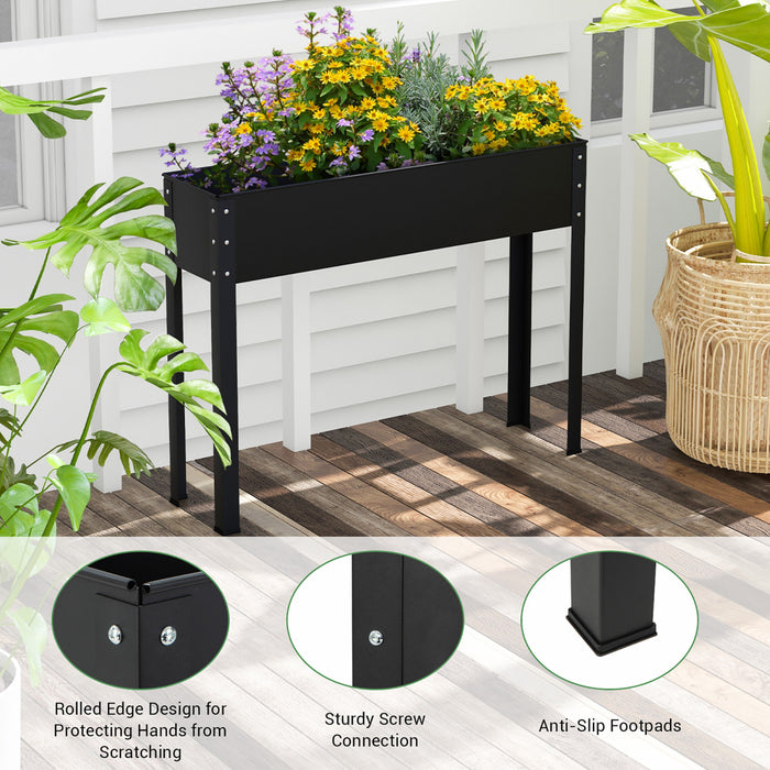 Costway 40\" Raised Garden Bed With Legs Metal Elevated Planter Box Drainage Hole Backyard