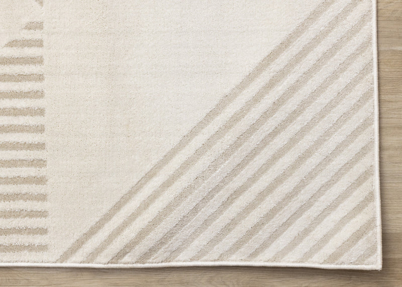 Hudson Modern Geometric Cream Beige Area Rug - 5'3\" x 7'7\"