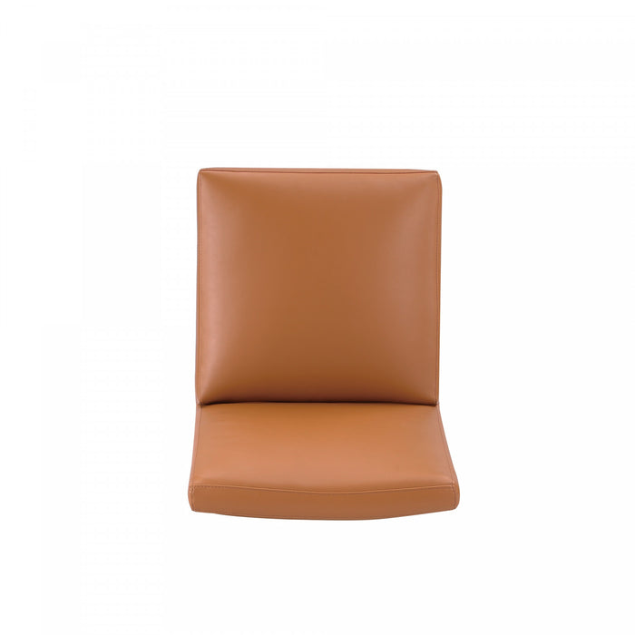Anna Square Modern Vegan Leather Dining Chair in Saddle Brown - Set of 2