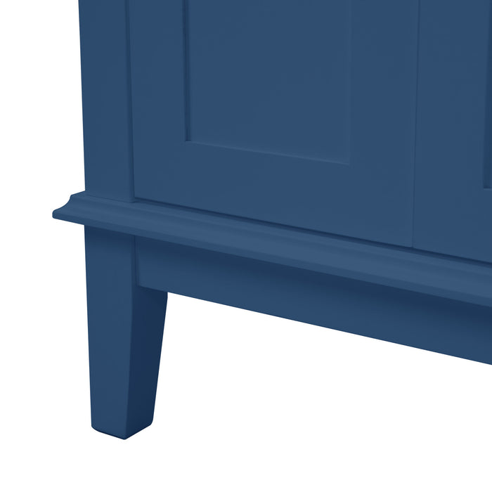 Savannah 30 Inch Bathroom Vanity with Ceramic Sink and Spacious Storage Cabinet, Navy Blue