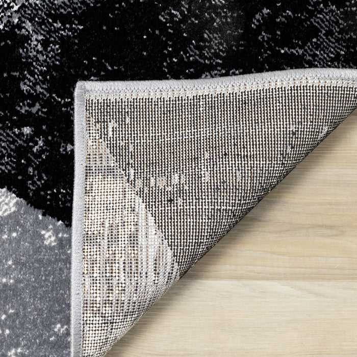 Covington Black White Grey Distressed Geometric Triangle Rug, 7'10\" x 10'6\" Indoor Area Rug