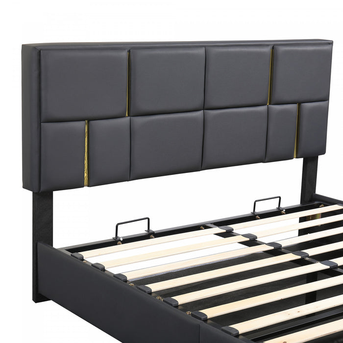 Nicole 2 Piece Bedroom Set With Upholstered Platform Bed And Ottoman Bench,queen Size,black Queen Bed