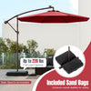 Costway Patio 10FT Hanging Offset Umbrella 32 LED Lights Sand Bag Outdoor Cross Base Wine