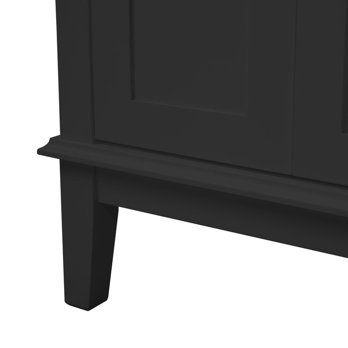 Savannah 30 Inch Bathroom Vanity with Ceramic Sink and Spacious Storage Cabinet, Black