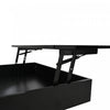 Aspire 27.5 Inch Square Rotating Lift-Top Coffee Table with High-Gloss Finish and Hidden Storage, Black | Aspire Table Basse Carree Rotative Relevable 27.5 po avec Finition Haute Brillance et Rangement Cache, Noir