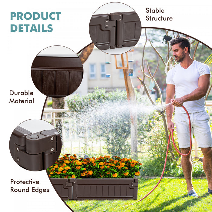 Costway Raised Garden Bed Kit Outdoor Planter Box Planting Flower Container Brown