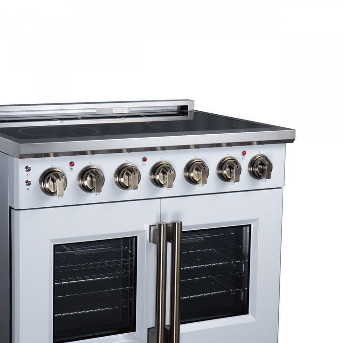 Forno Massimo 36 Inch French Door Electric range, 5 radiant burners, 5.36 cu.ft., White - FFSEL6955-36WHT Electric Range