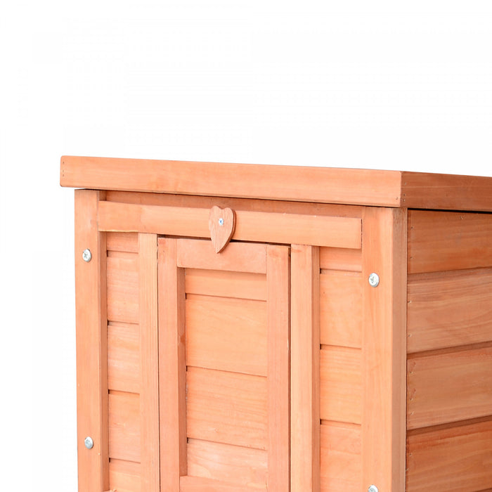 Pawhut 20\"x16.5\"x17\" Wooden Rabbit Hutch Small Animal House Bunny Guinea Pig Pet Cage Coop Cat Shelter Orange