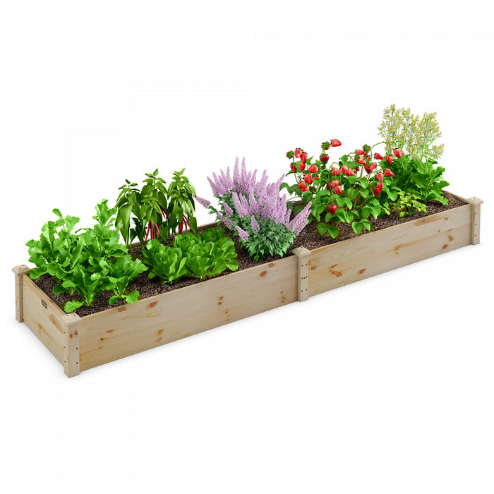 Costway Wooden Raised Garden Bed Outdoor Wood Planter Box For Vegetables Flowers Fruit