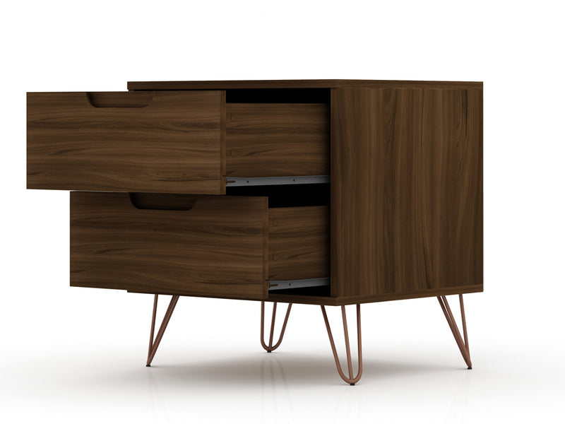 Rockefeller Mid-Century Modern 2-Piece Dresser Set in Chestnut Brown